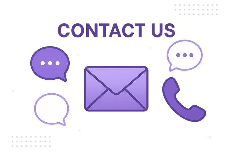 Can you make an image for "Contact Us" making use of Gengar purple